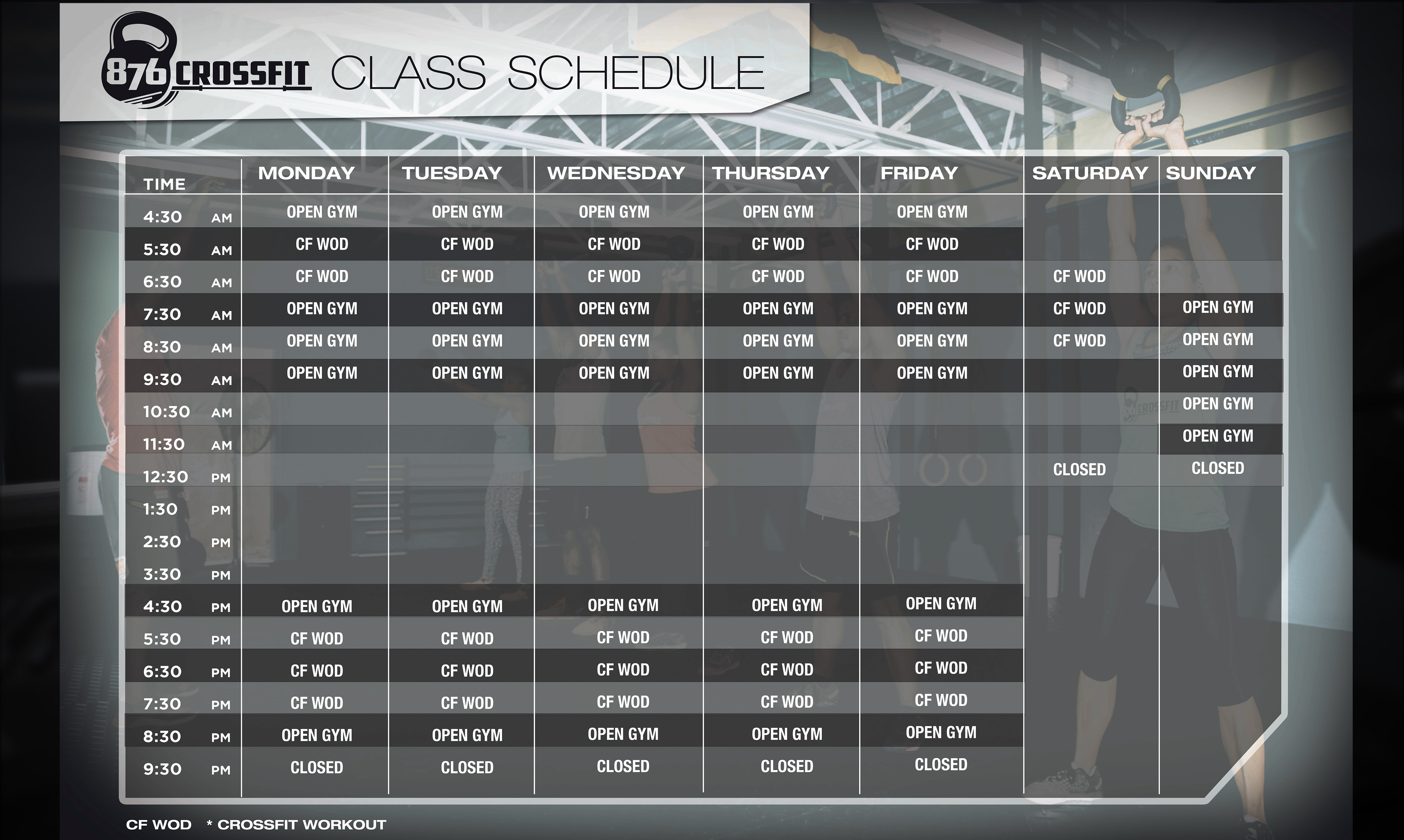 876 CrossFit Schedule